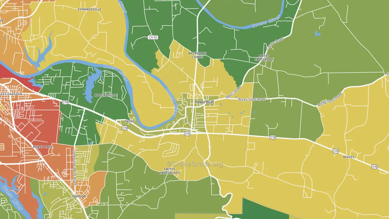 Hokes Bluff, AL Map of Vandalism Rates