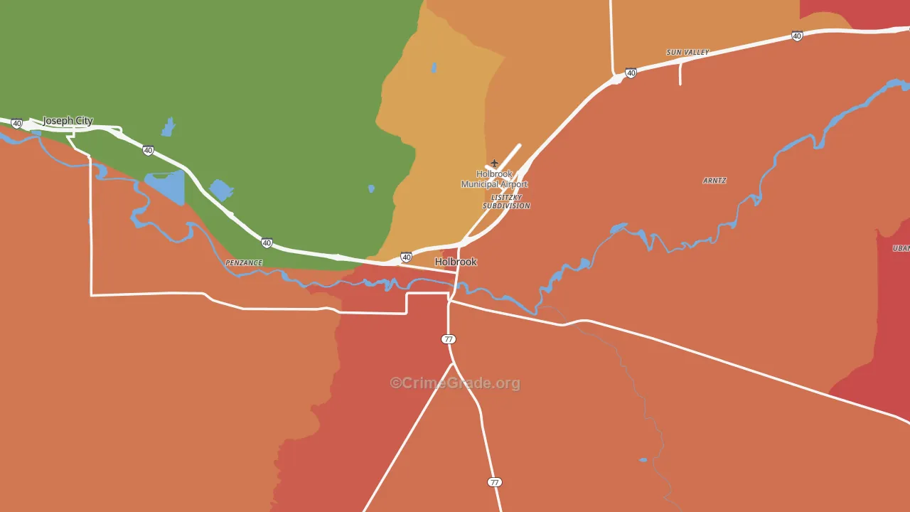 Holbrook, AZ Map of Vandalism Rates