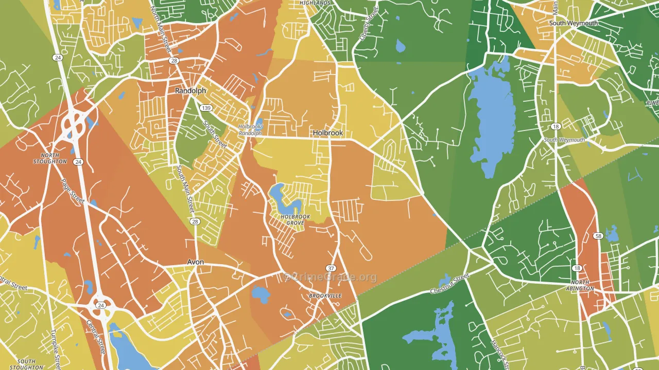 Holbrook, MA Map of Vandalism Rates