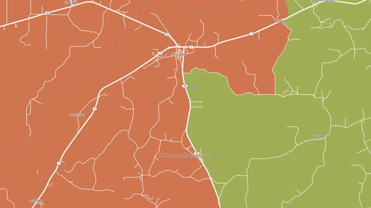 Holcomb, MS Map of Vandalism Rates