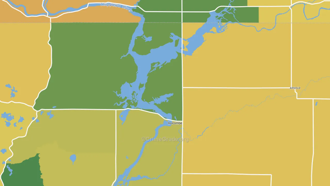Holcombe, WI Map of Vandalism Rates