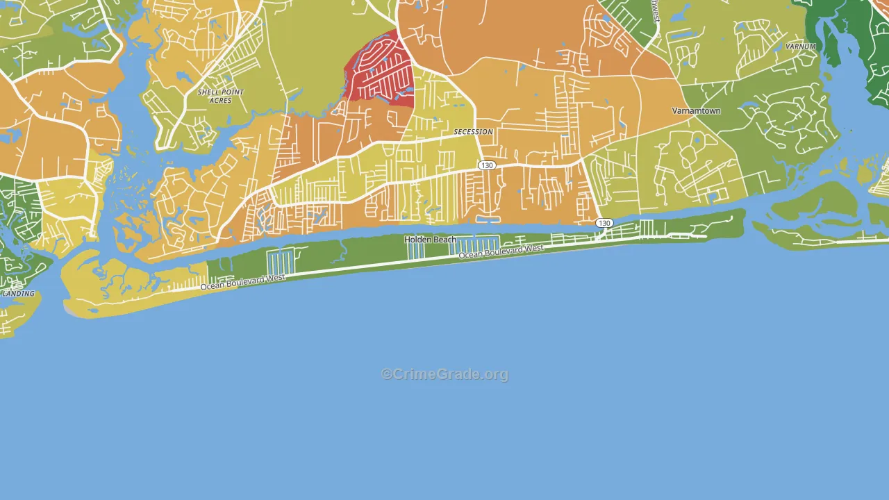 Holden Beach, NC Map of Vandalism Rates