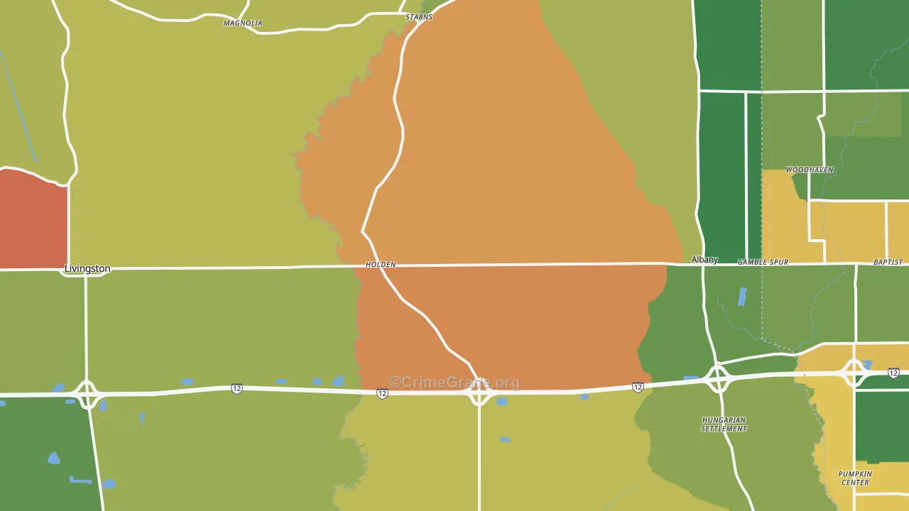 Holden, LA Map of Vandalism Rates