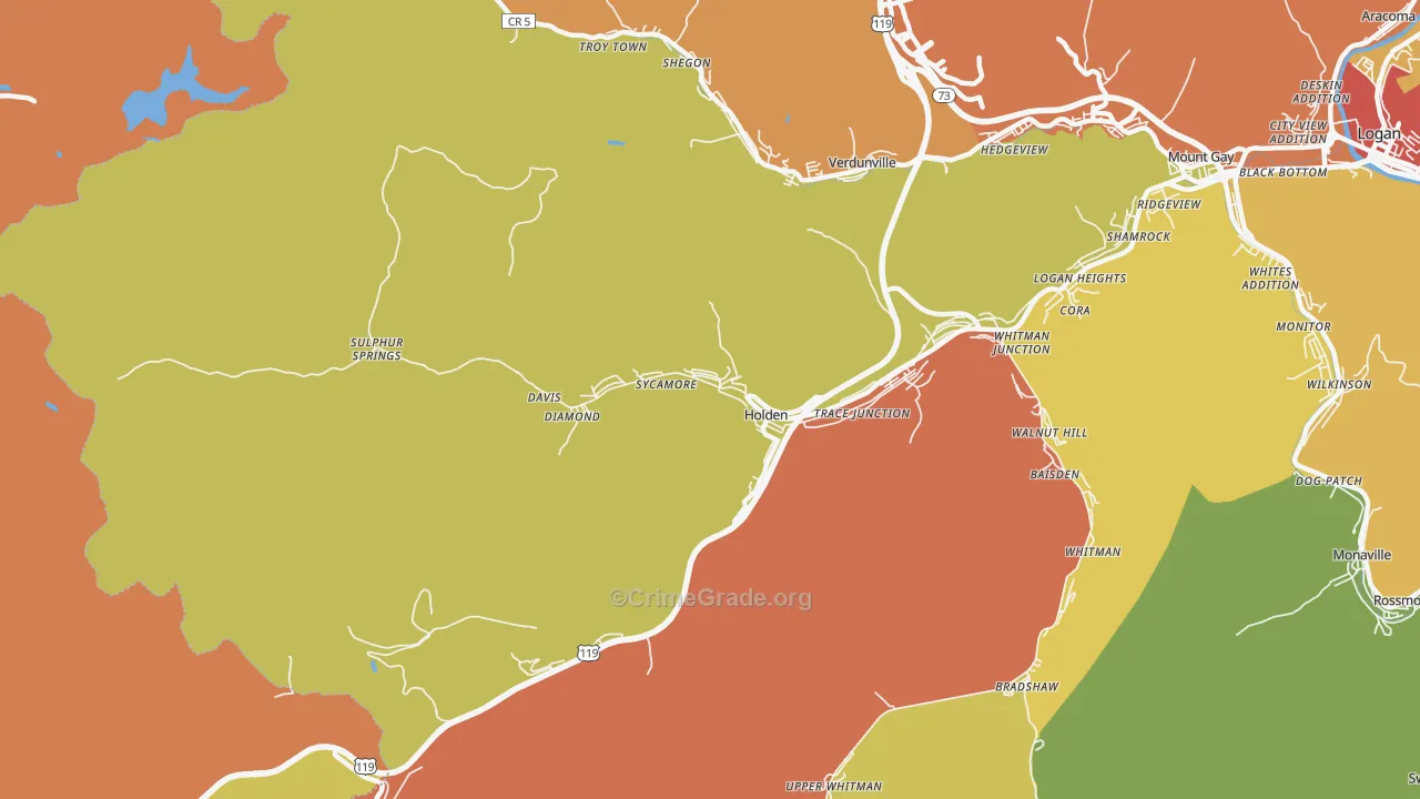 Holden, WV Map of Vandalism Rates