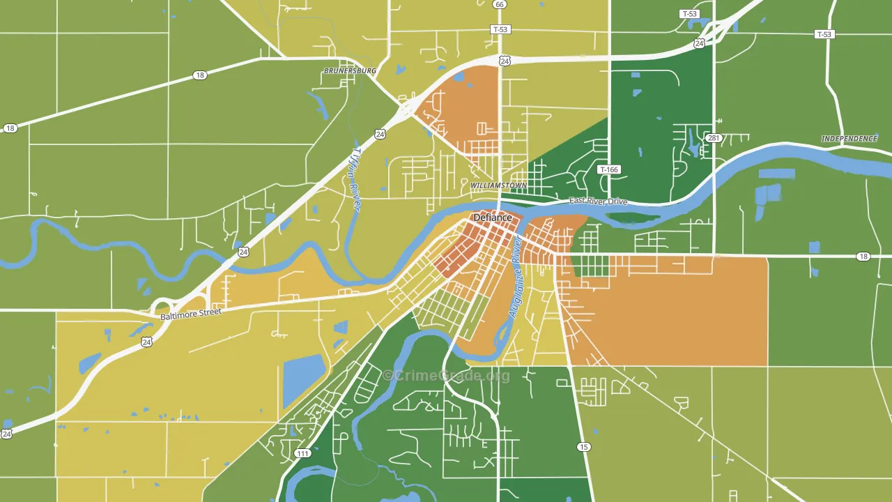 Holgate Avenue Historic District, Defiance, OH Map of Vandalism Rates