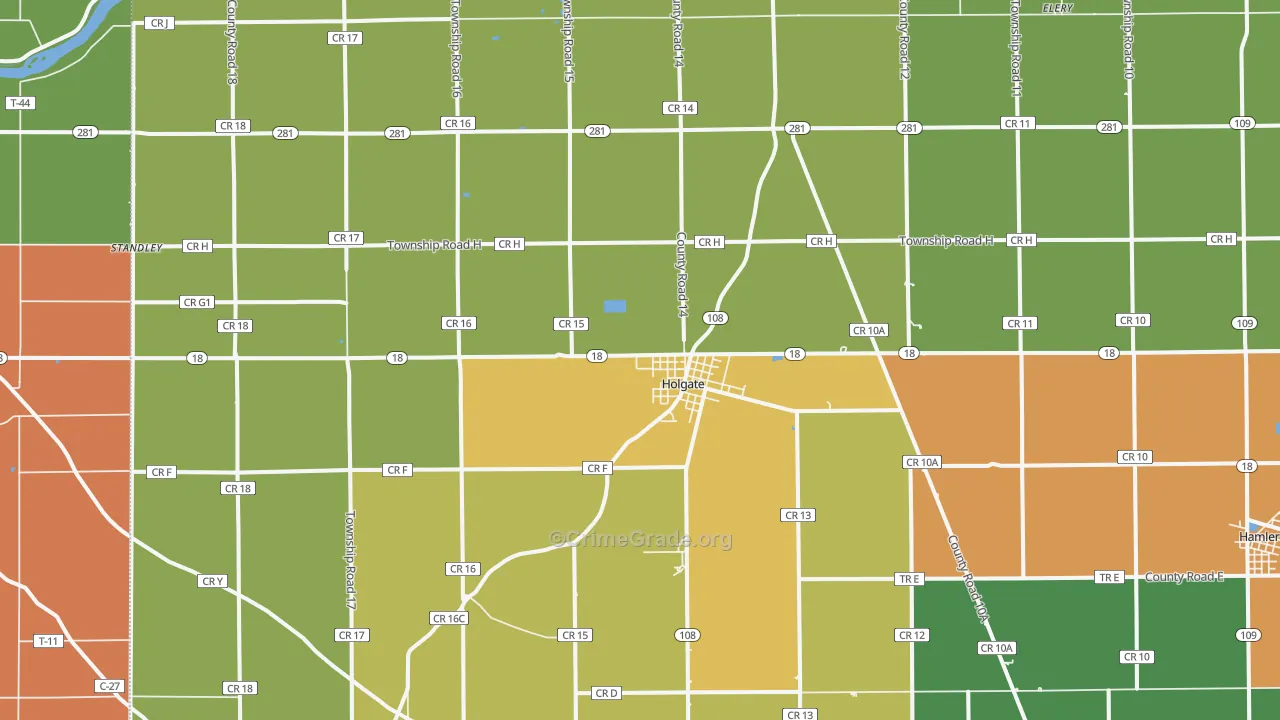Holgate, OH Map of Vandalism Rates