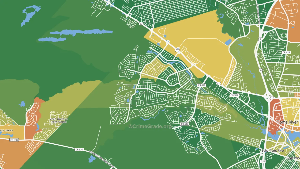 Holiday City-Berkeley, NJ Map of Vandalism Rates