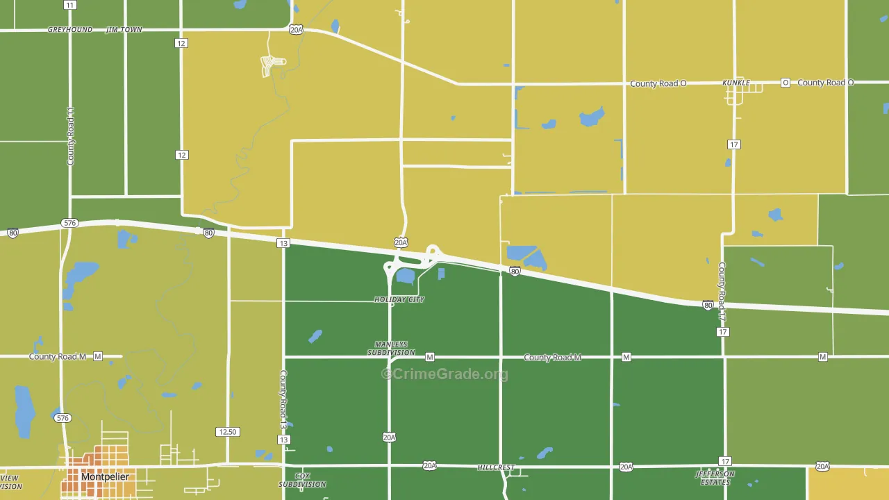 Holiday City, OH Map of Vandalism Rates