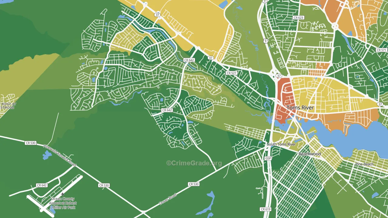 Holiday City South, NJ Map of Vandalism Rates