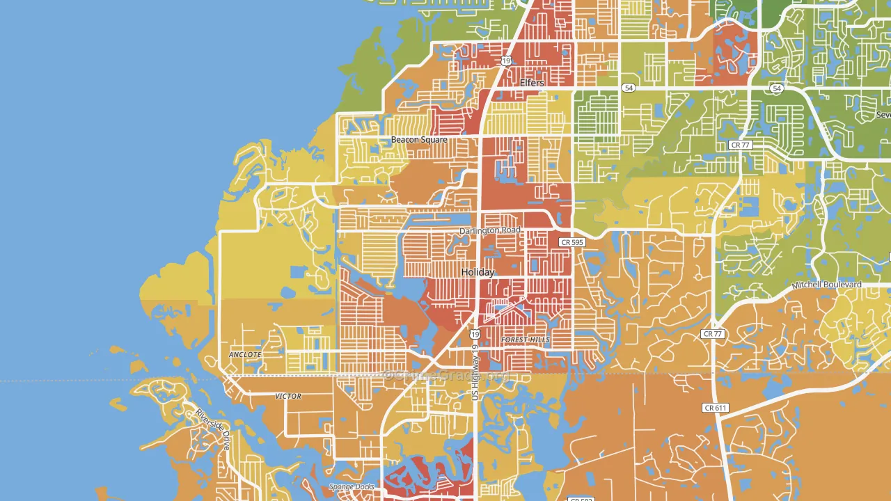 Holiday, FL Map of Vandalism Rates