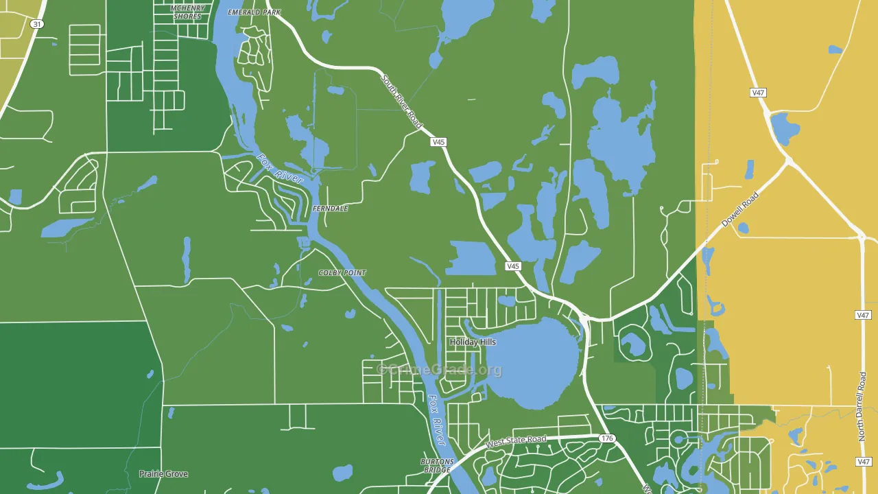 Holiday Hills, IL Map of Vandalism Rates