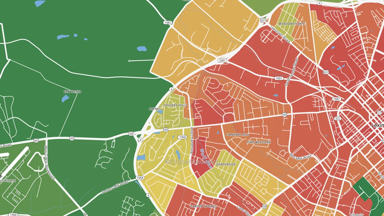 Holiday Hills, Lexington, KY Map of Vandalism Rates