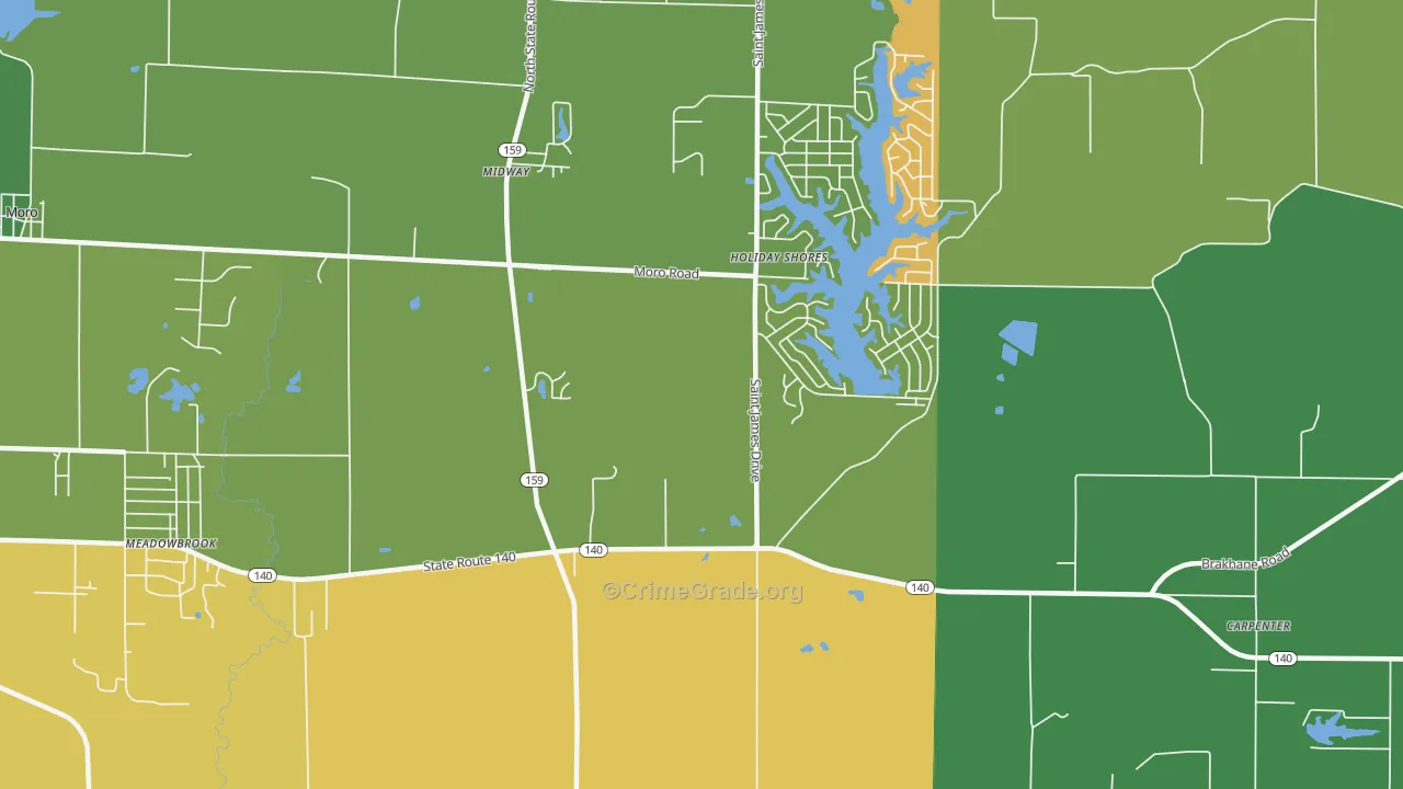 Holiday Shores, IL Map of Vandalism Rates