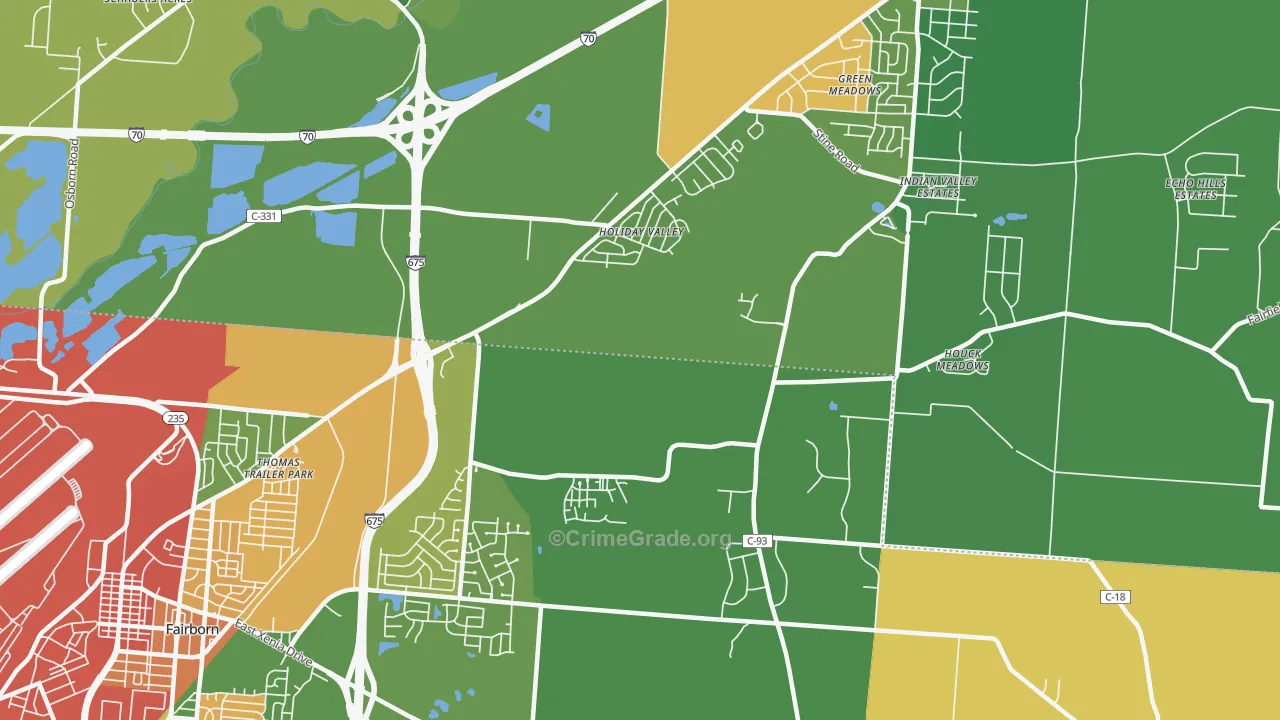 Holiday Valley, OH Map of Vandalism Rates
