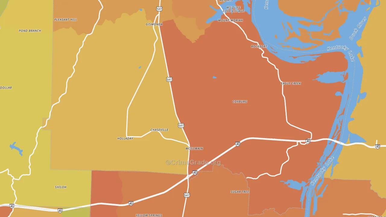 Holladay, TN Map of Vandalism Rates