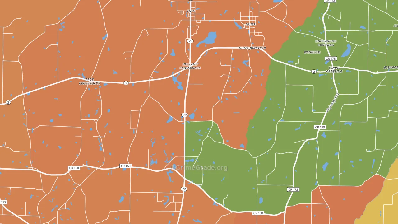 Holland Crossroads, FL Map of Vandalism Rates