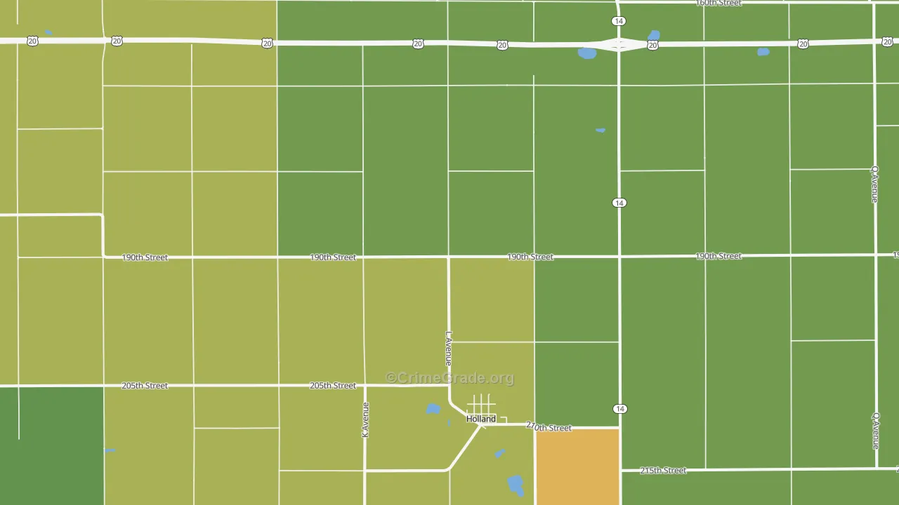 Holland, IA Map of Vandalism Rates