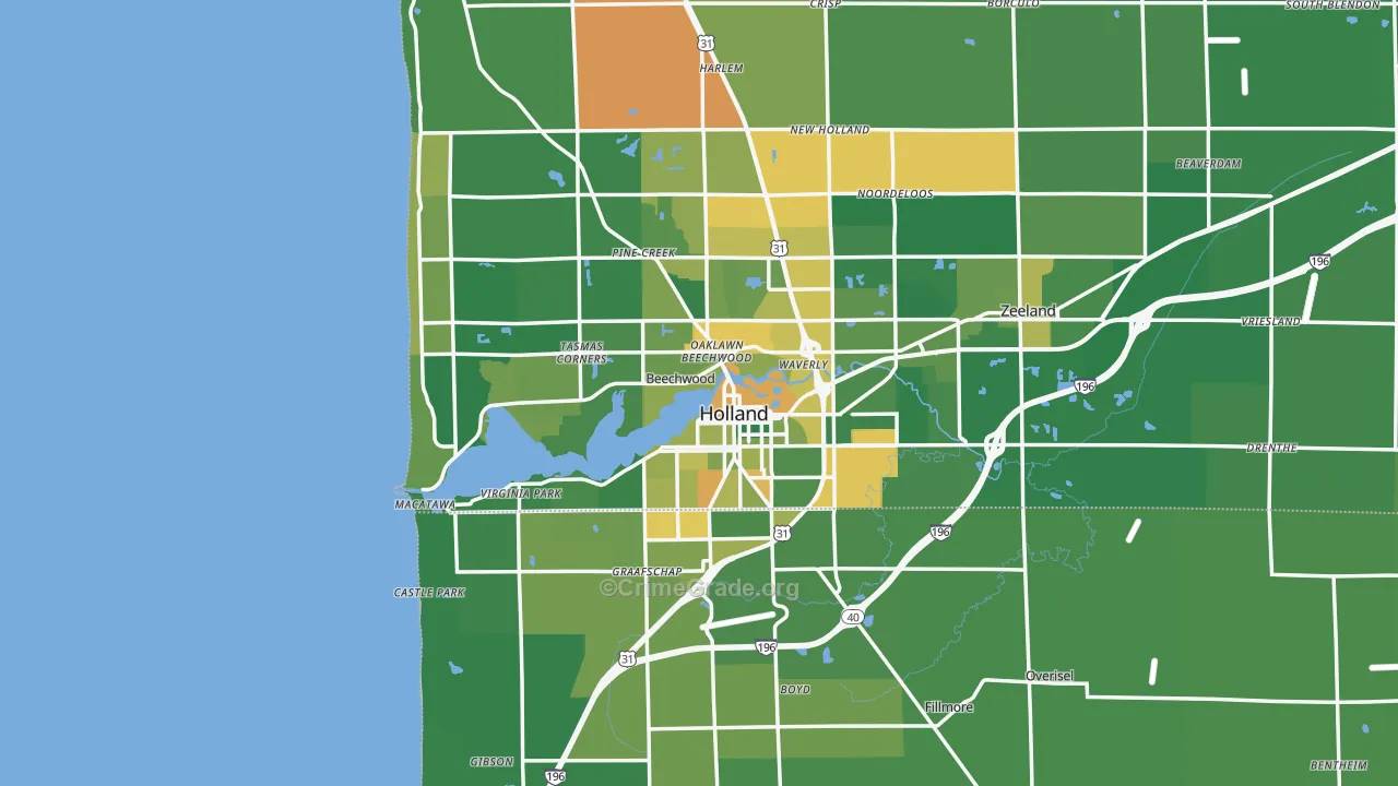 Holland, MI Map of Vandalism Rates