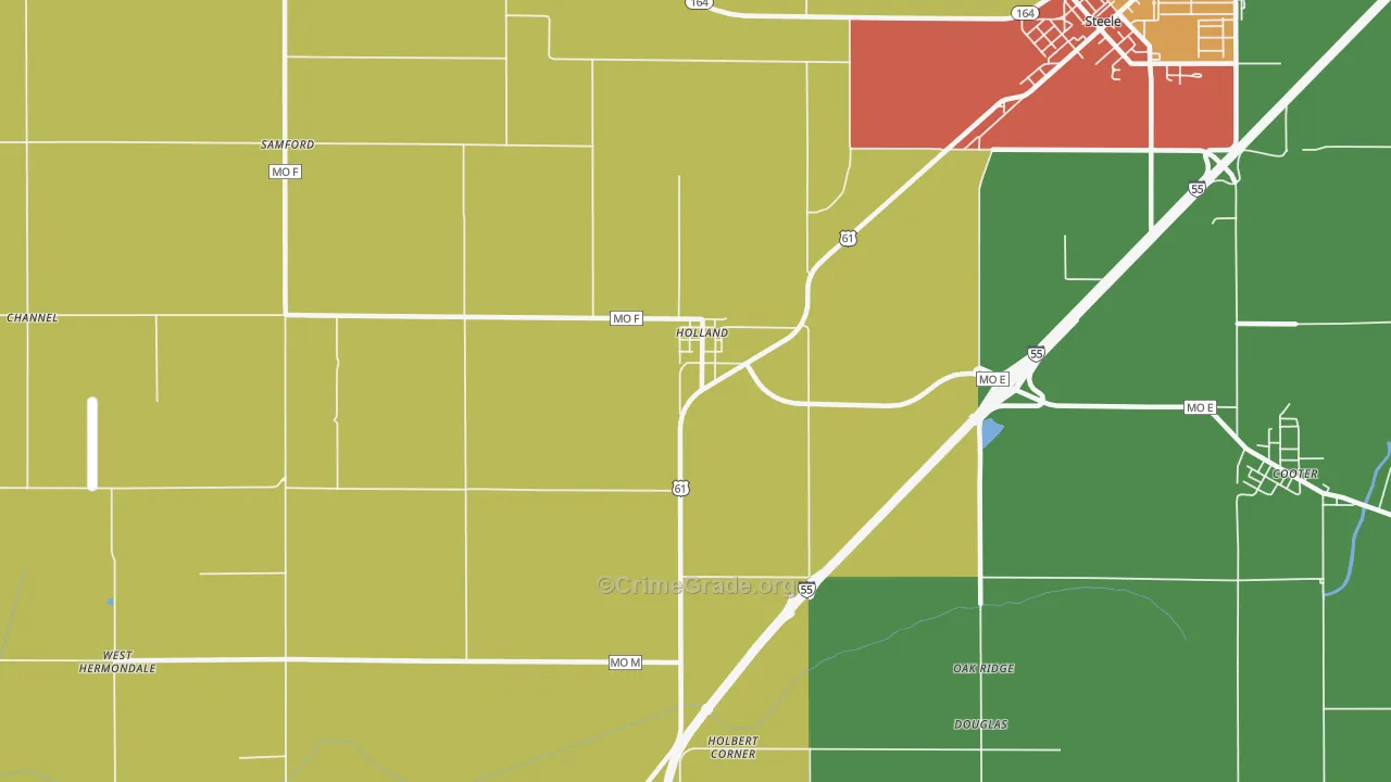 Holland, MO Map of Vandalism Rates