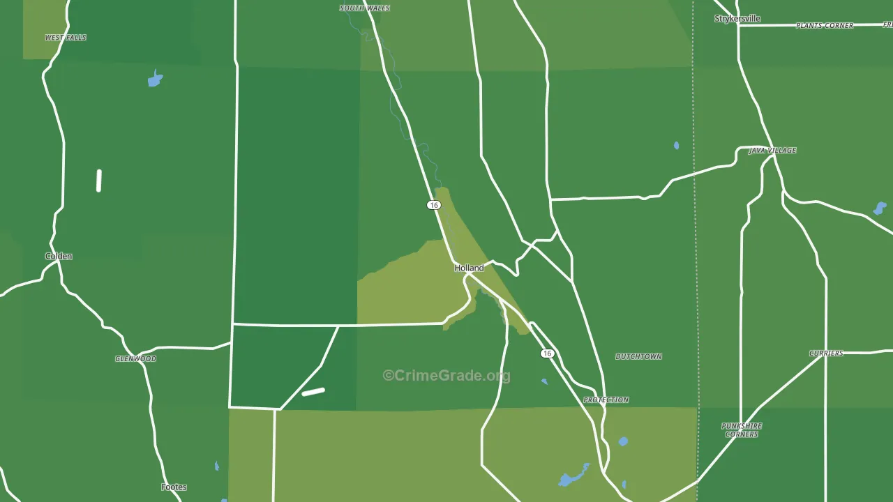 Holland, NY Map of Vandalism Rates