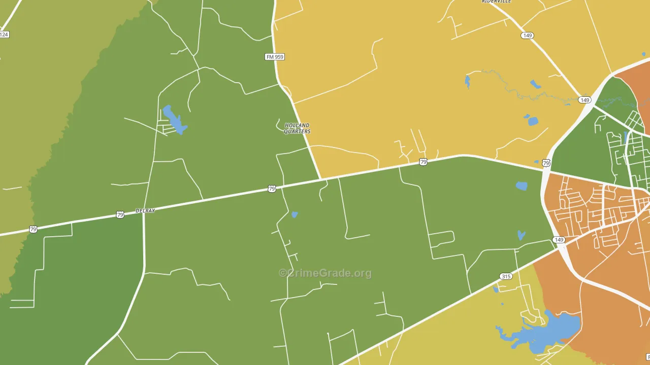 Holland Quarters, TX Map of Vandalism Rates