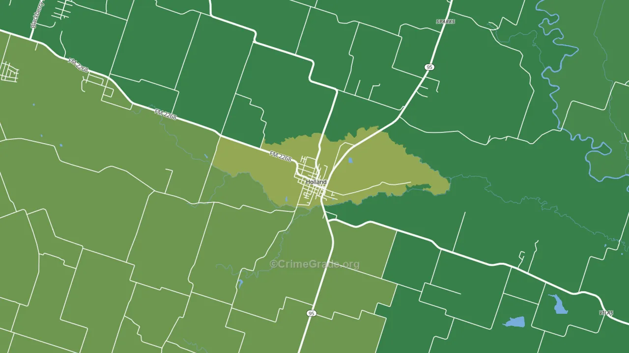 Holland, TX Map of Vandalism Rates