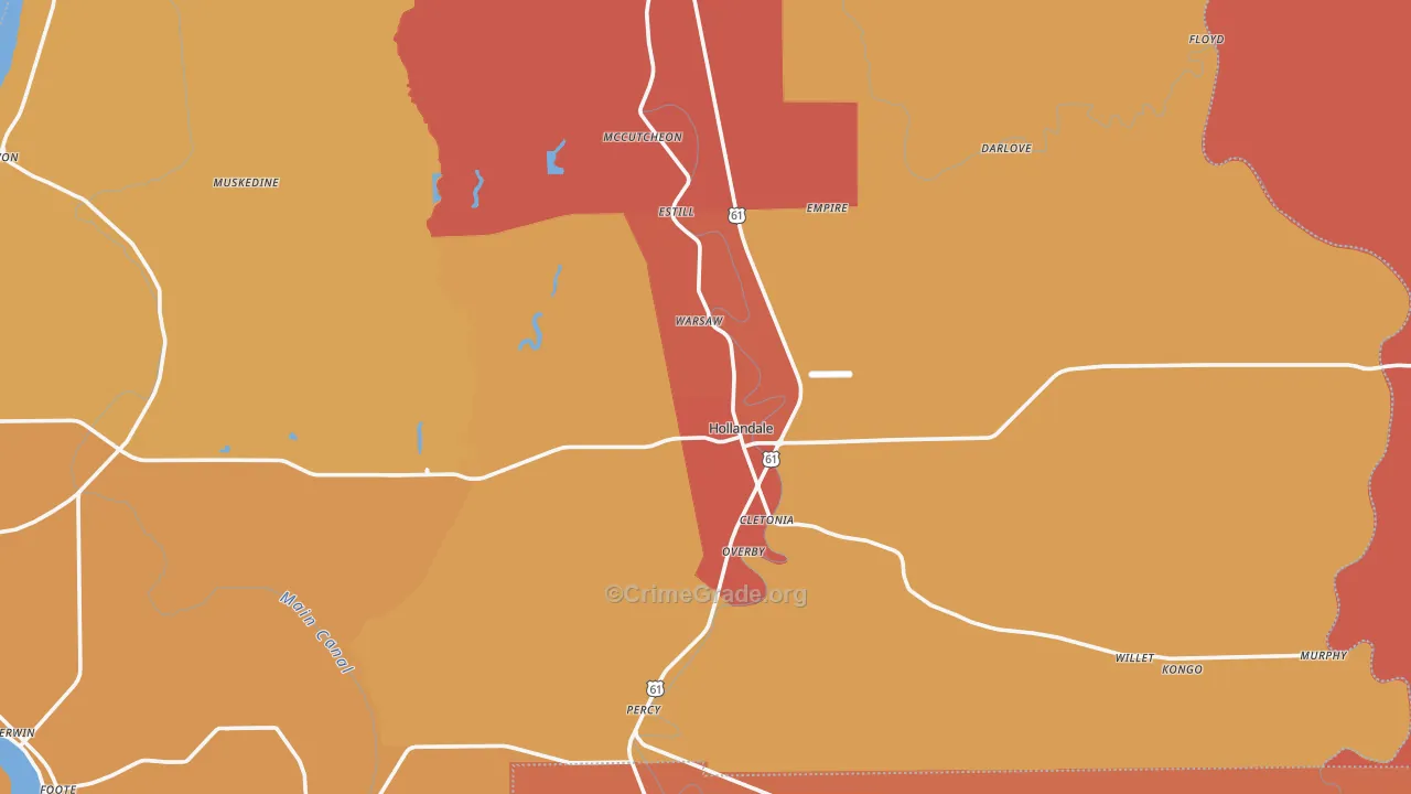 Hollandale, MS Map of Vandalism Rates