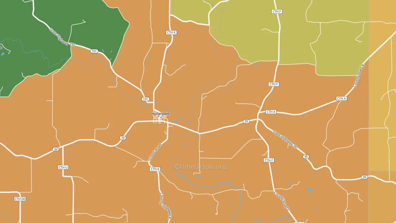 Hollandale, WI Map of Vandalism Rates