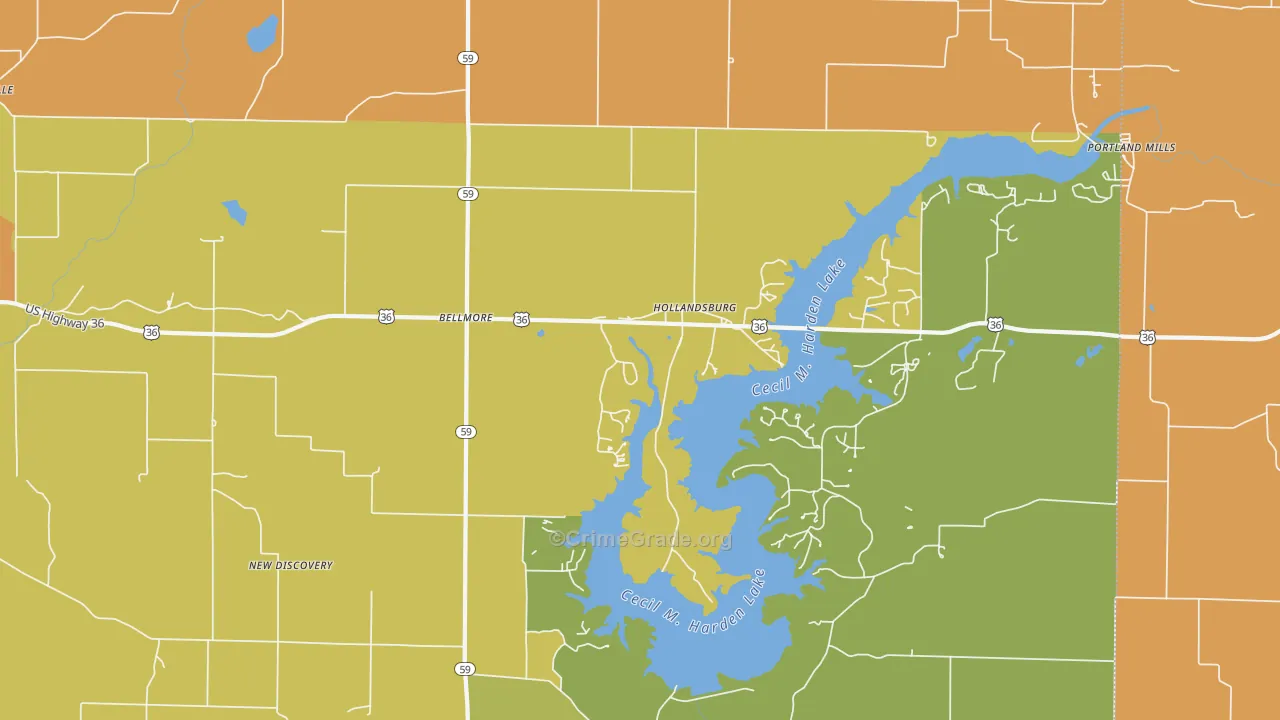 Hollandsburg, IN Map of Vandalism Rates