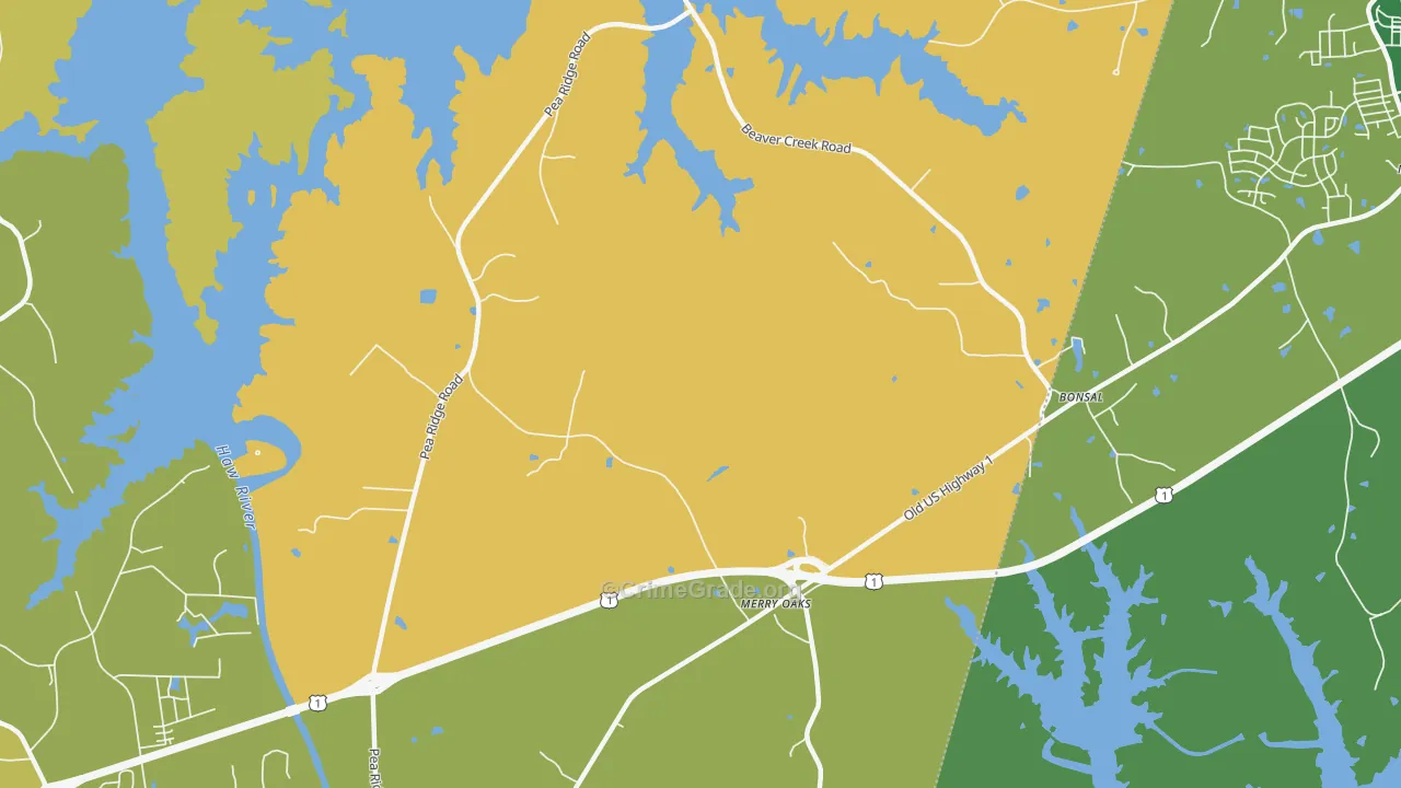 Hollemans Crossroads, NC Map of Vandalism Rates