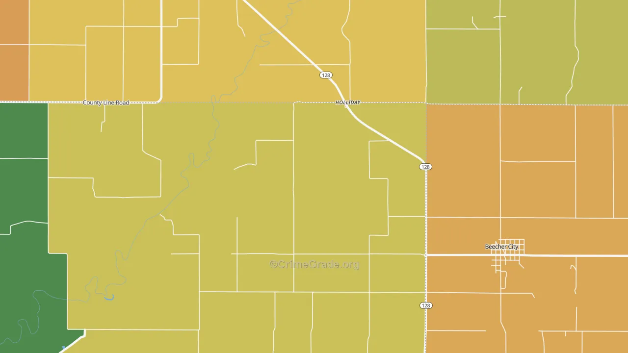 Holliday, IL Map of Vandalism Rates