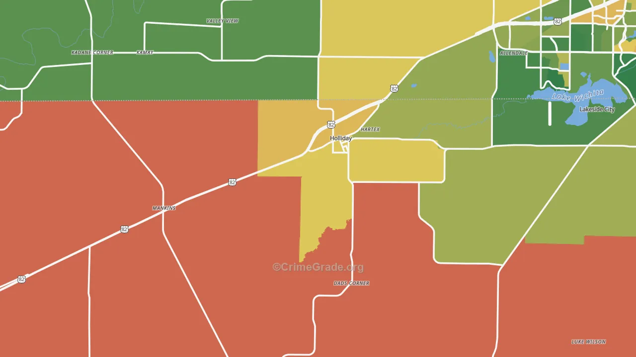 Holliday, TX Map of Vandalism Rates