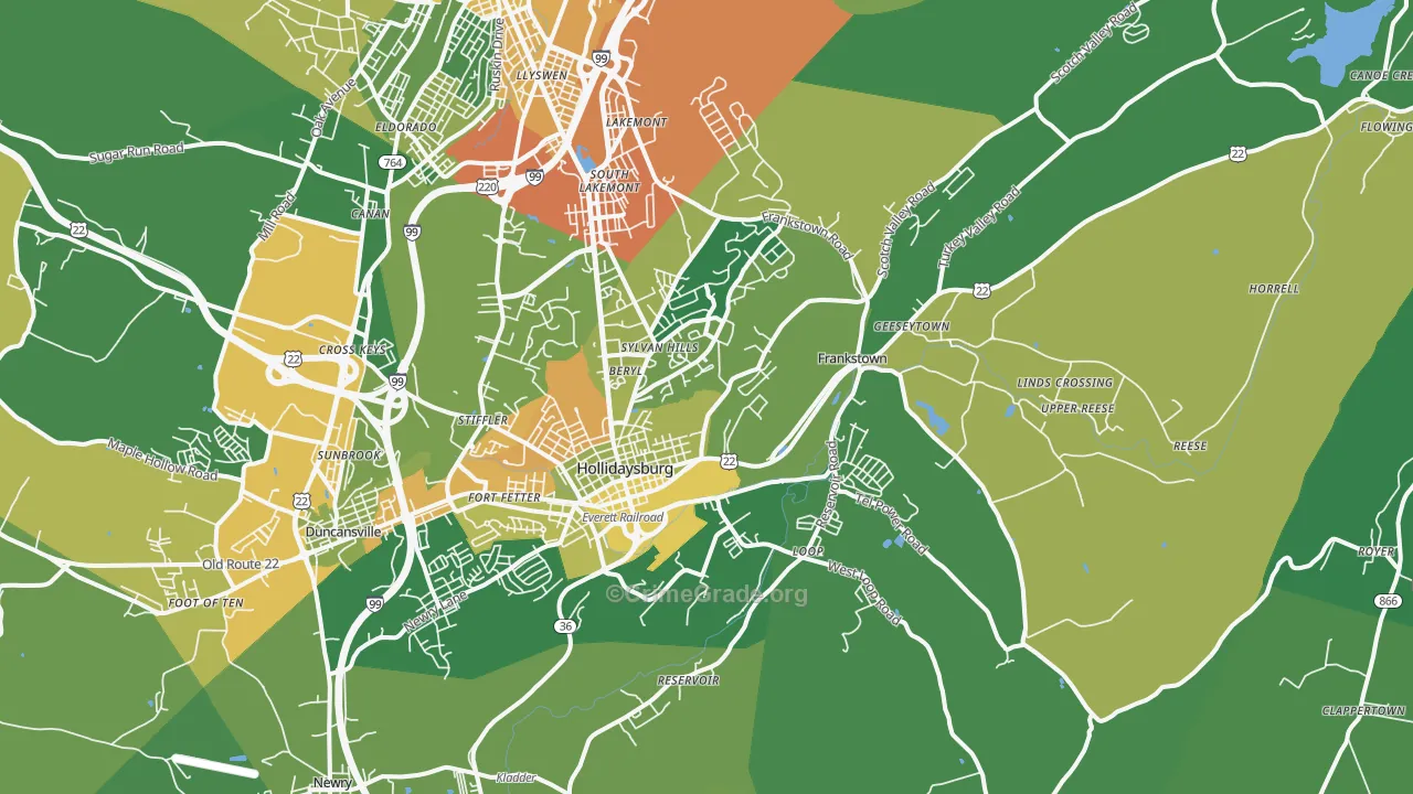 Hollidaysburg, PA Map of Vandalism Rates