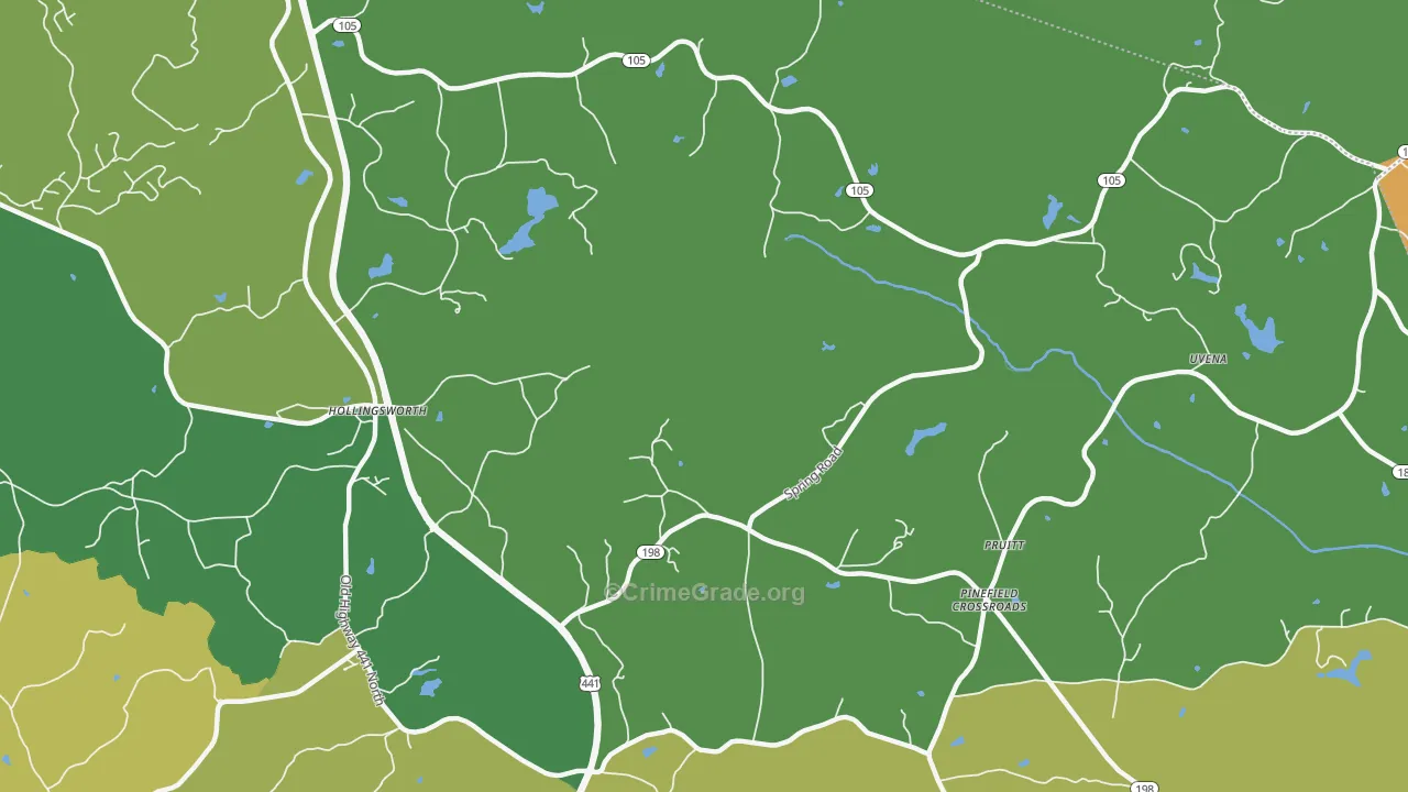 Hollingsworth, GA Map of Vandalism Rates