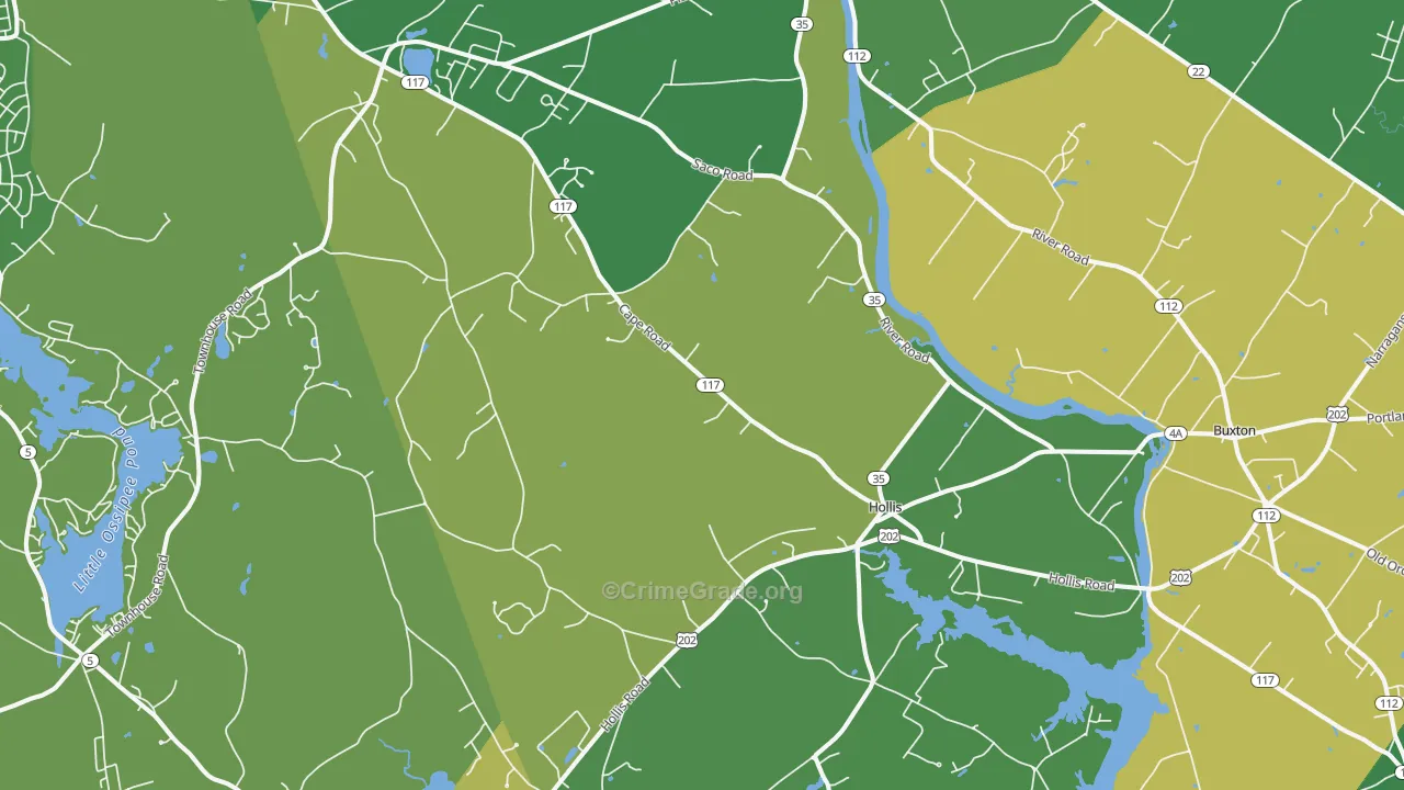 Hollis Center, ME Map of Vandalism Rates