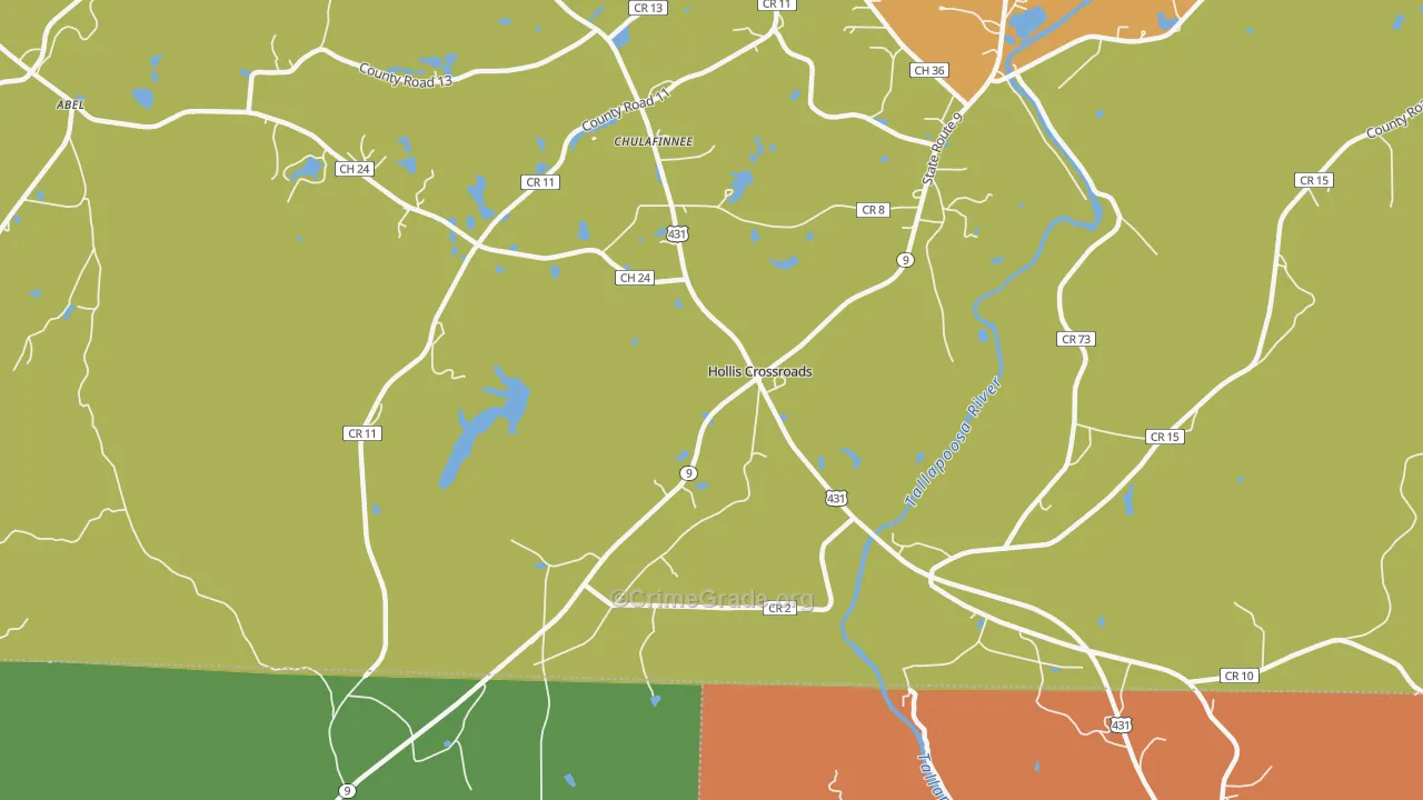 Hollis Crossroads, AL Map of Vandalism Rates