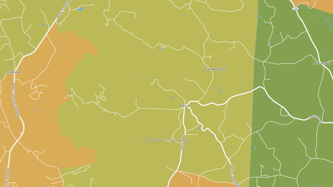 Hollis, NC Map of Vandalism Rates