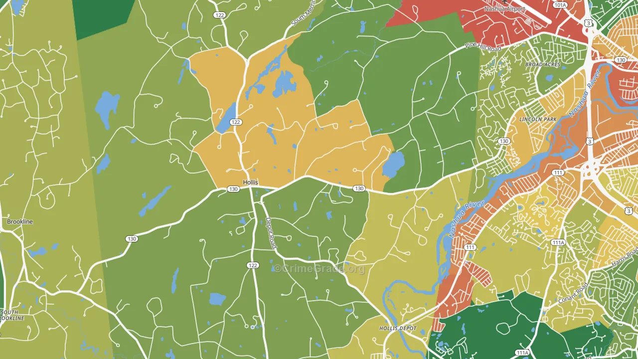 Hollis, NH Map of Vandalism Rates