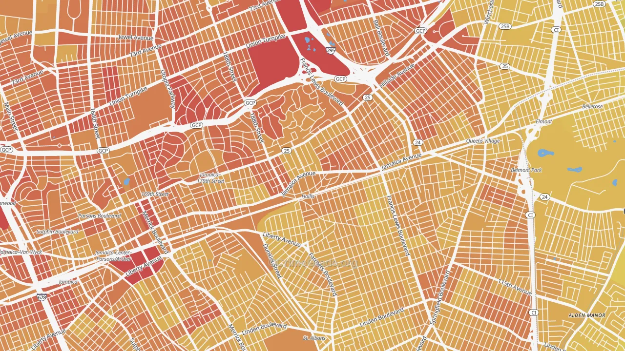 Hollis, Queens, NY Map of Vandalism Rates