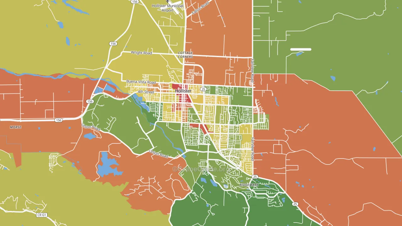 Hollister, CA Map of Vandalism Rates
