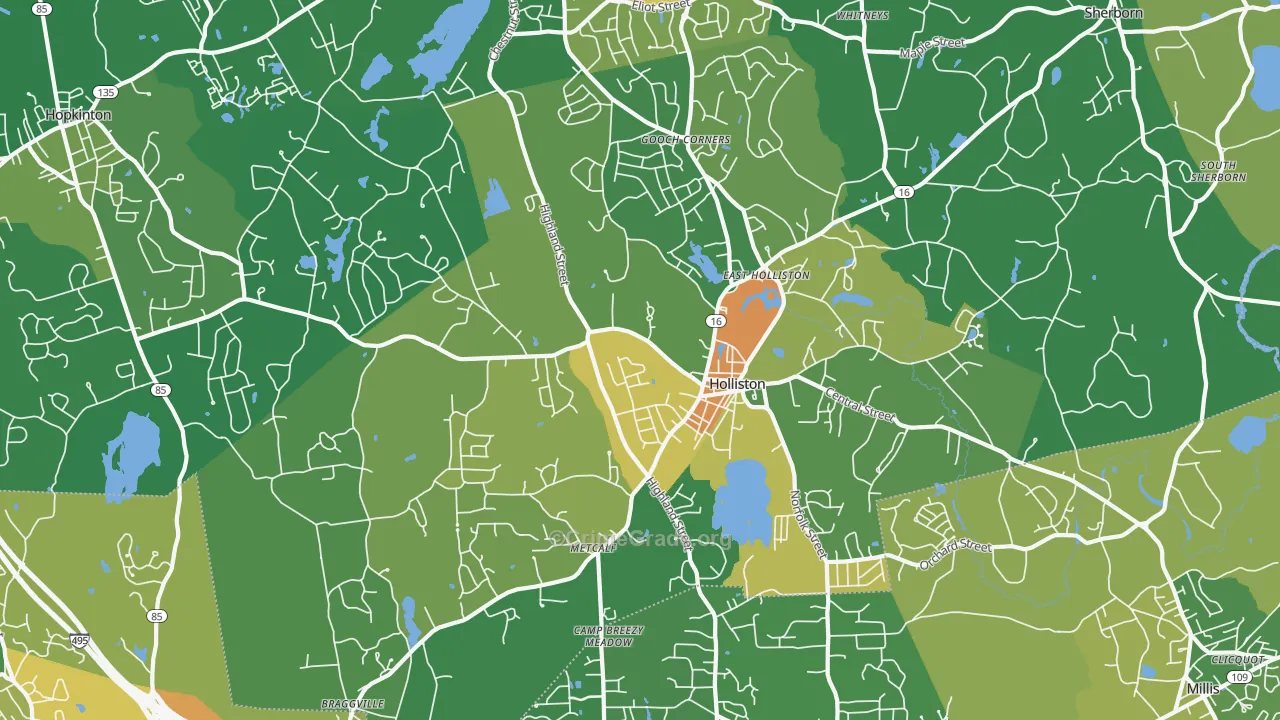Holliston, MA Map of Vandalism Rates