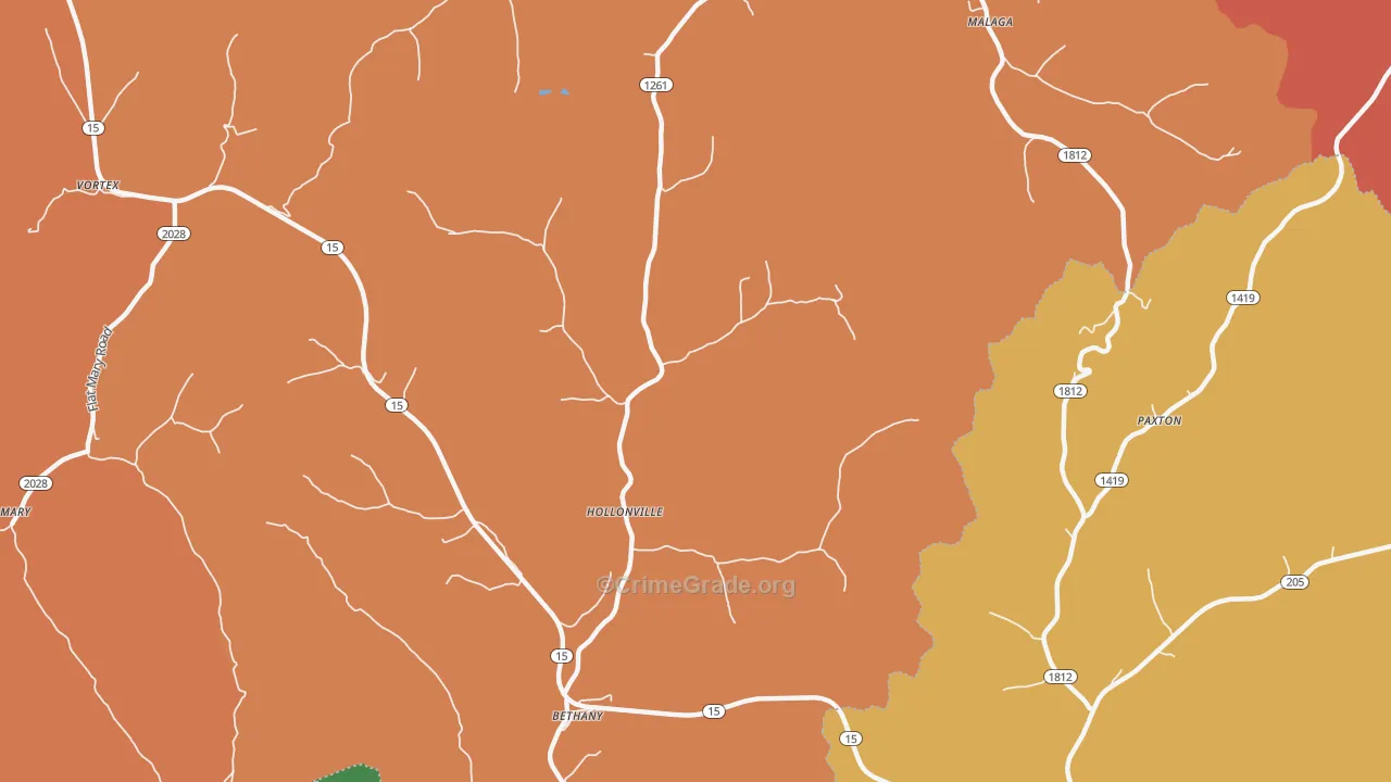 Hollonville, KY Map of Vandalism Rates