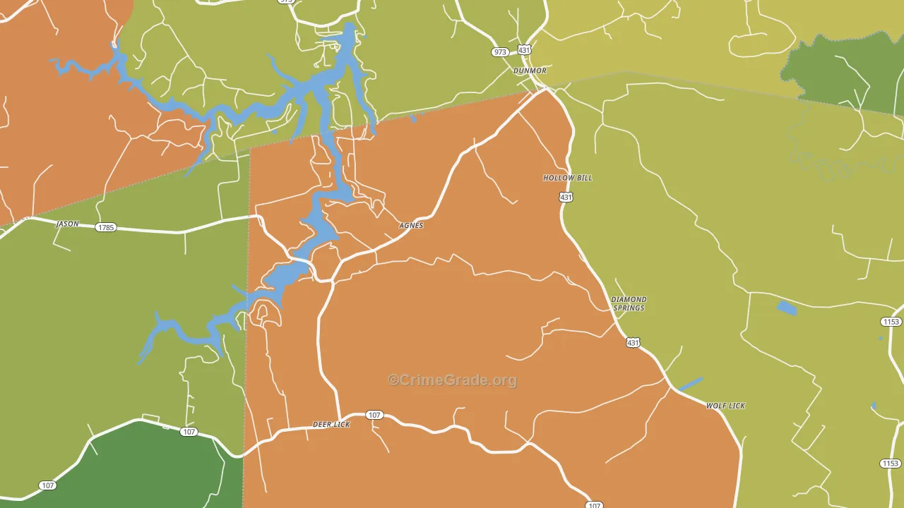 Hollow Bill, KY Map of Vandalism Rates