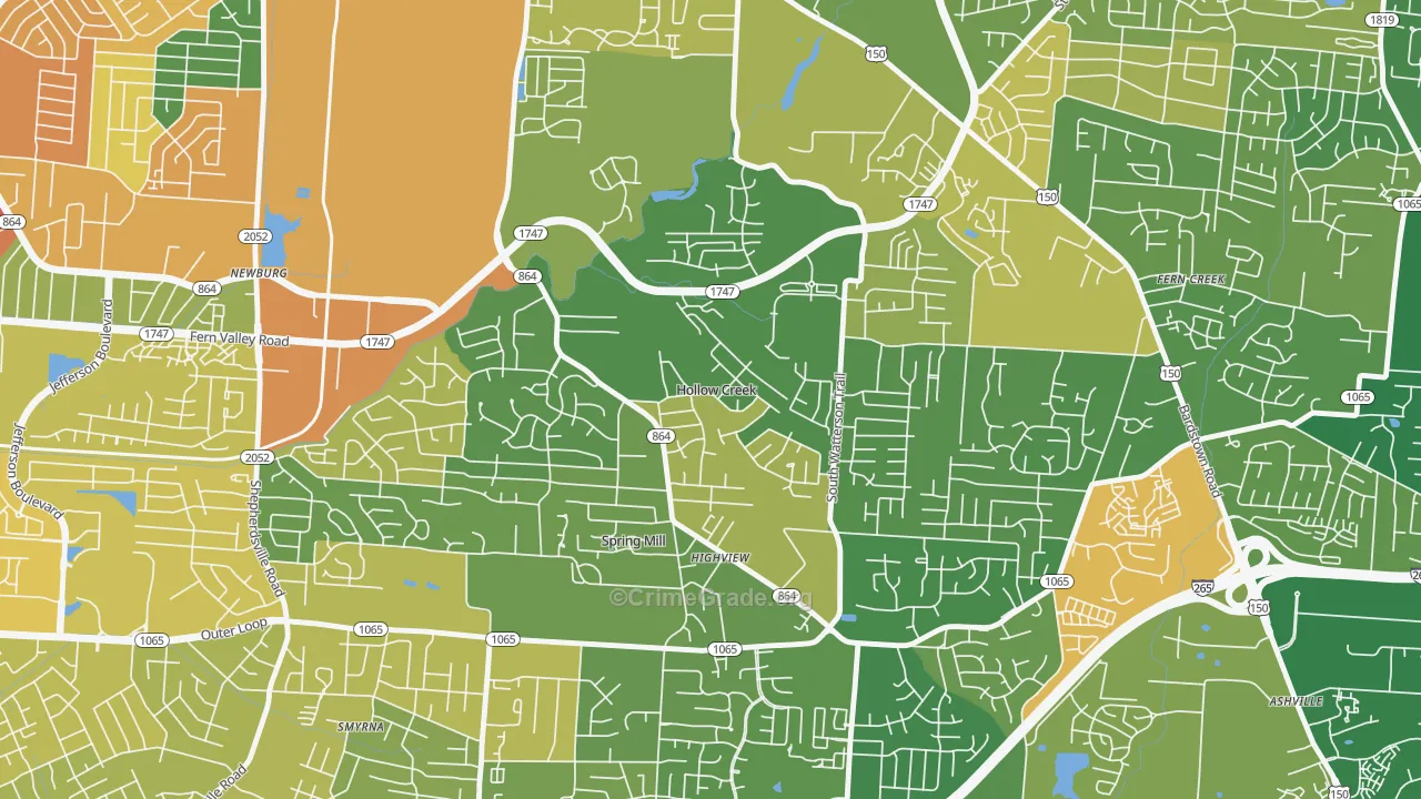 Hollow Creek, KY Map of Vandalism Rates