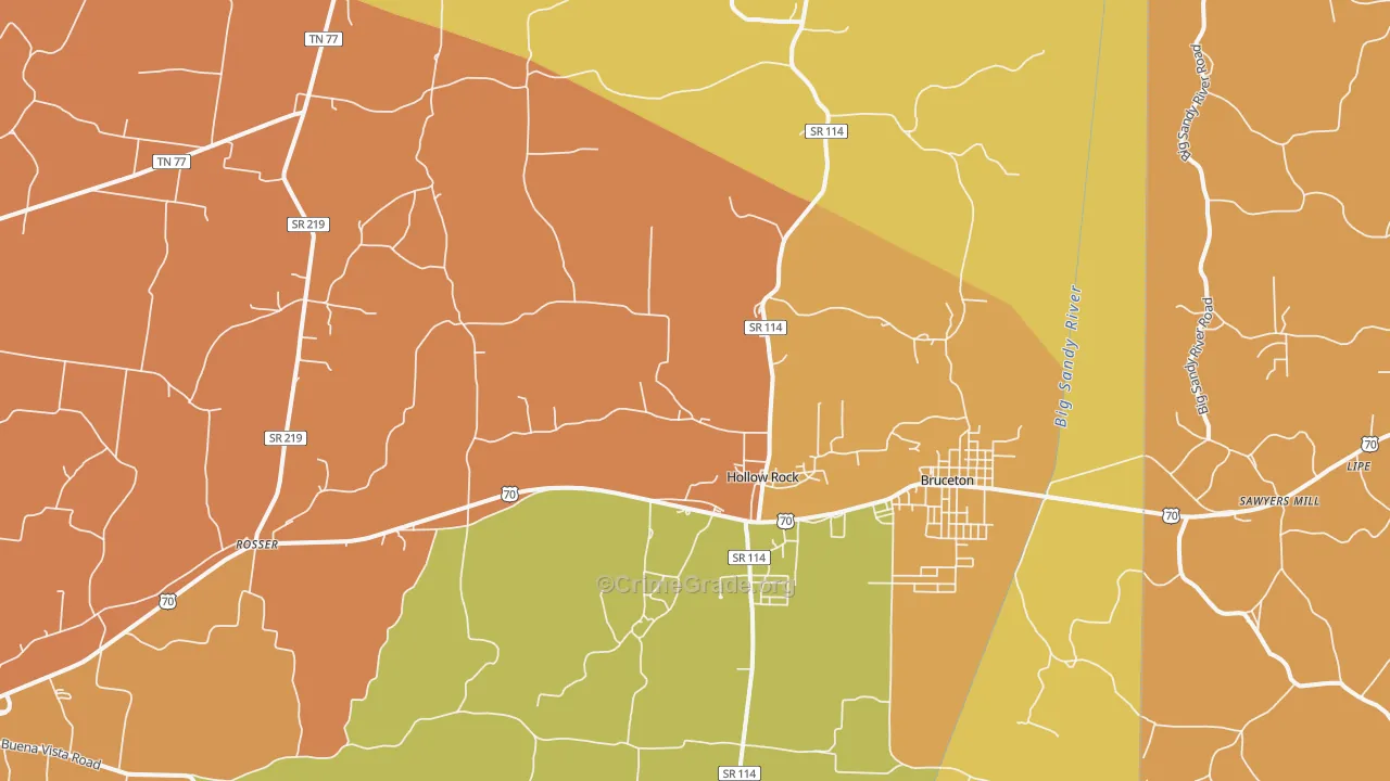 Hollow Rock, TN Map of Vandalism Rates