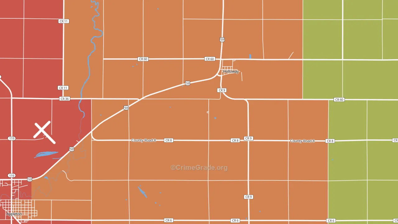 Holloway, MN Map of Vandalism Rates