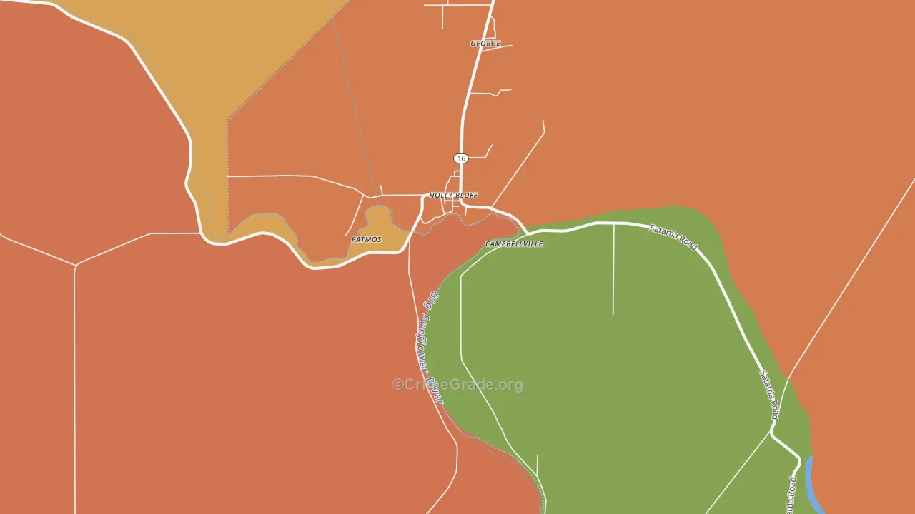 Holly Bluff, MS Map of Vandalism Rates