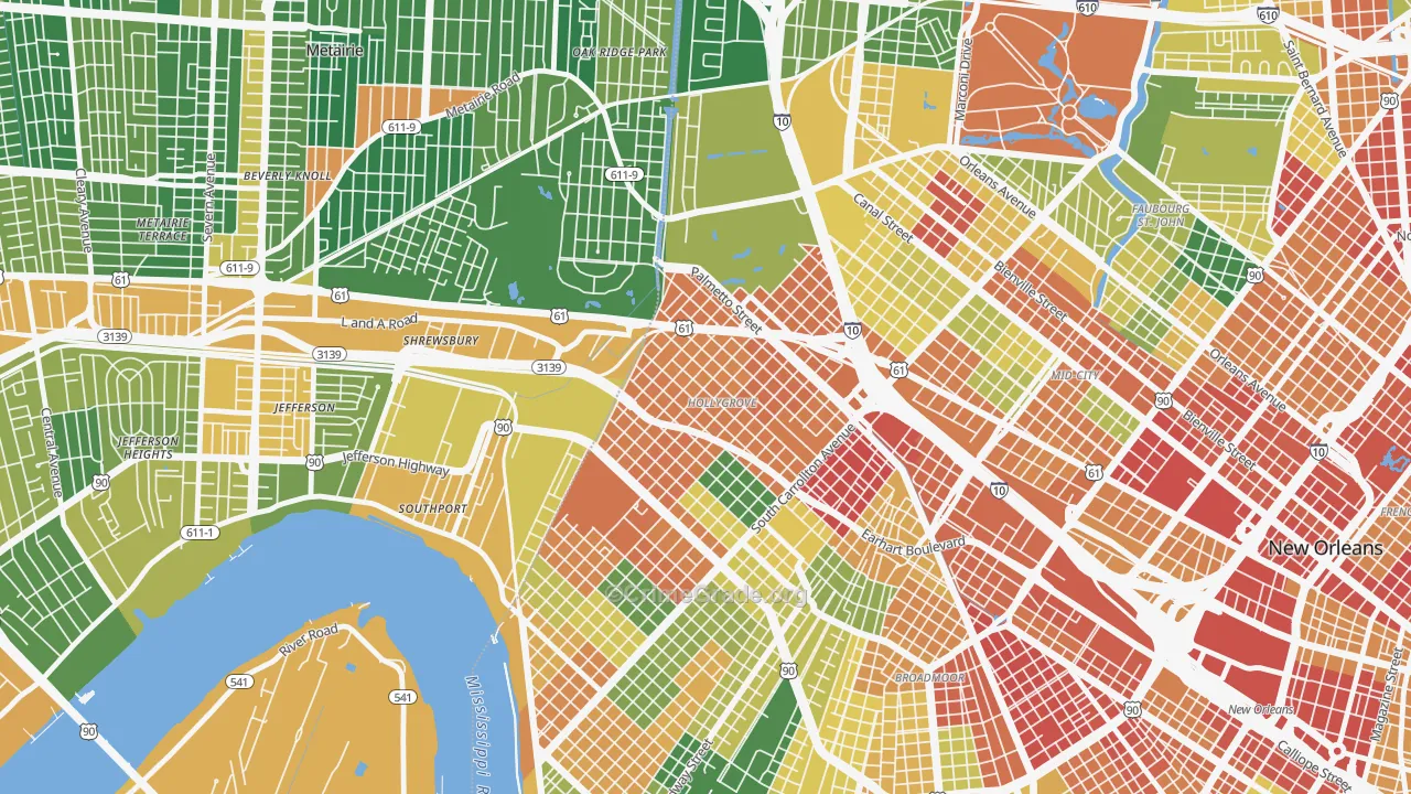 Holly Grove, New Orleans, LA Map of Vandalism Rates