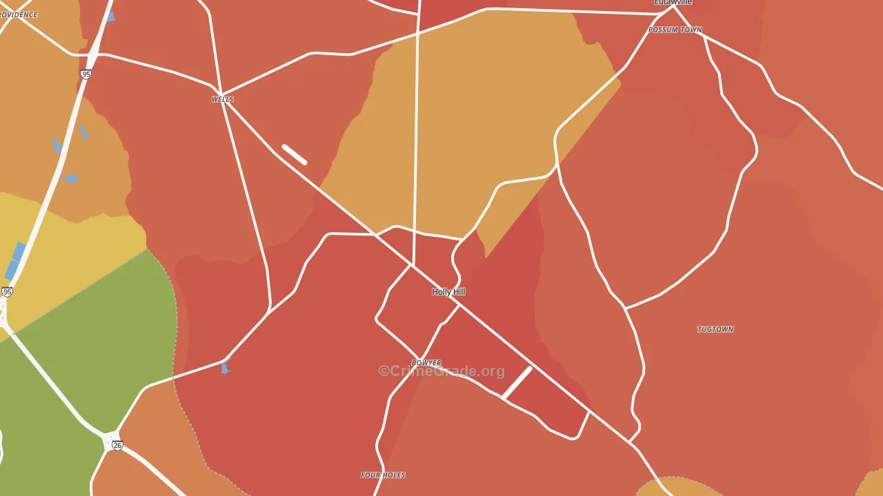 Holly Hill, SC Map of Vandalism Rates