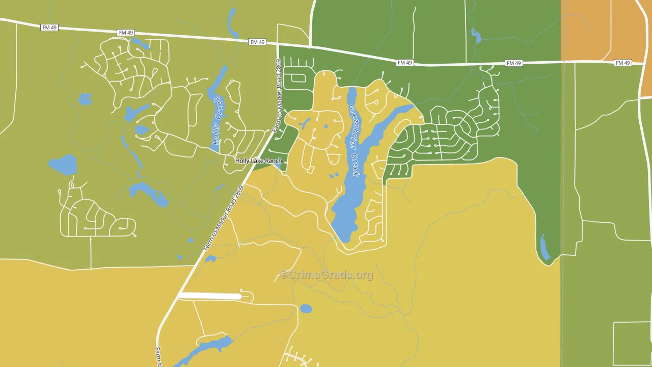 Holly Lake Ranch, TX Map of Vandalism Rates